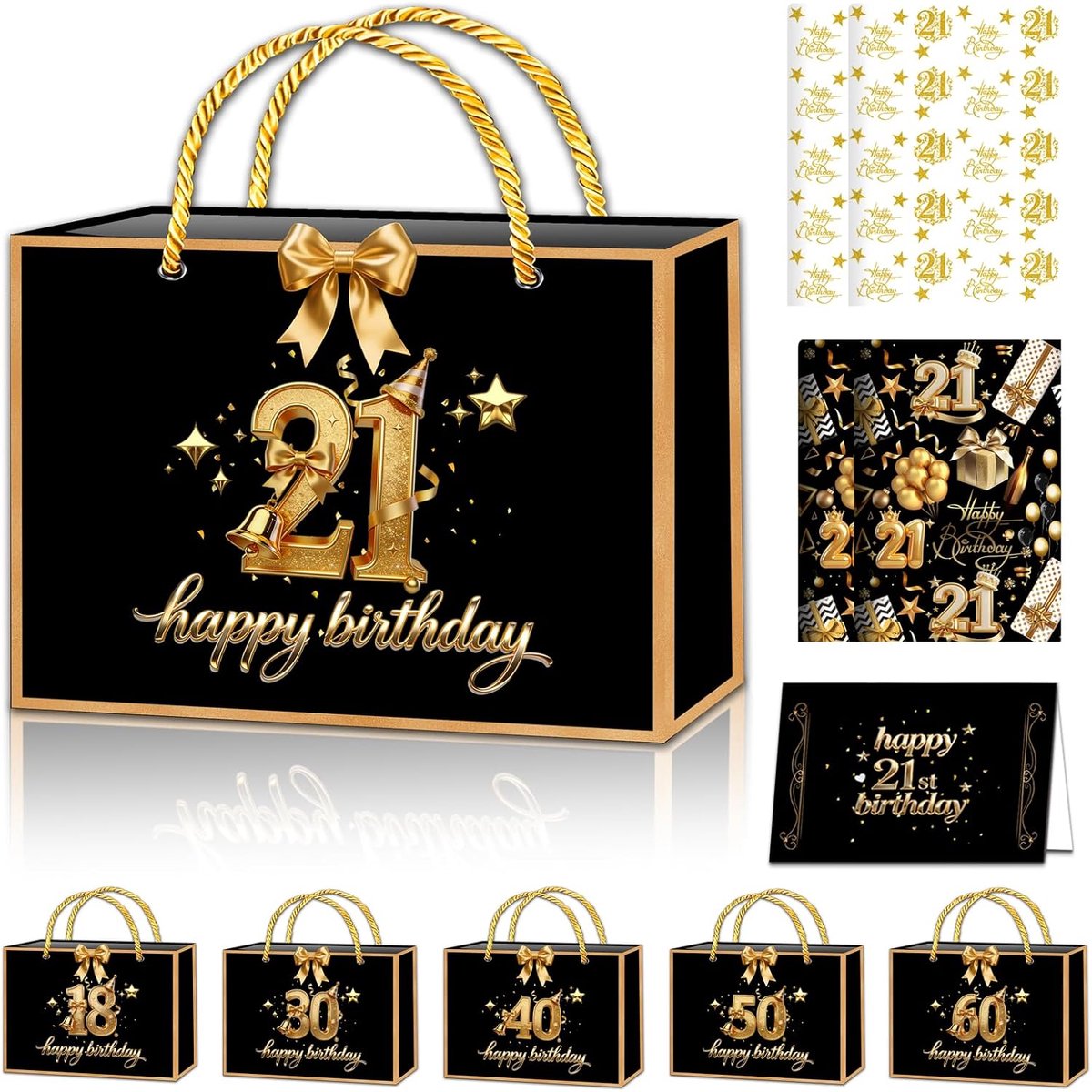 Cadeaupapier set - zwart-goud - alles-in-één - perfect voor mannen - ShopVlot
