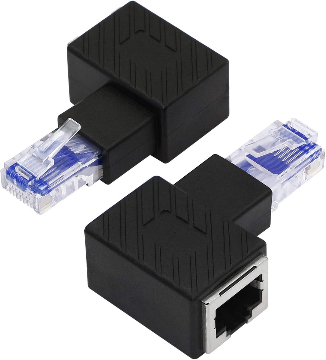 Ethernet adapter 90° - RJ45 male naar female - Rechtse hoeken - Bescherm netwerkinterface - ShopVlot