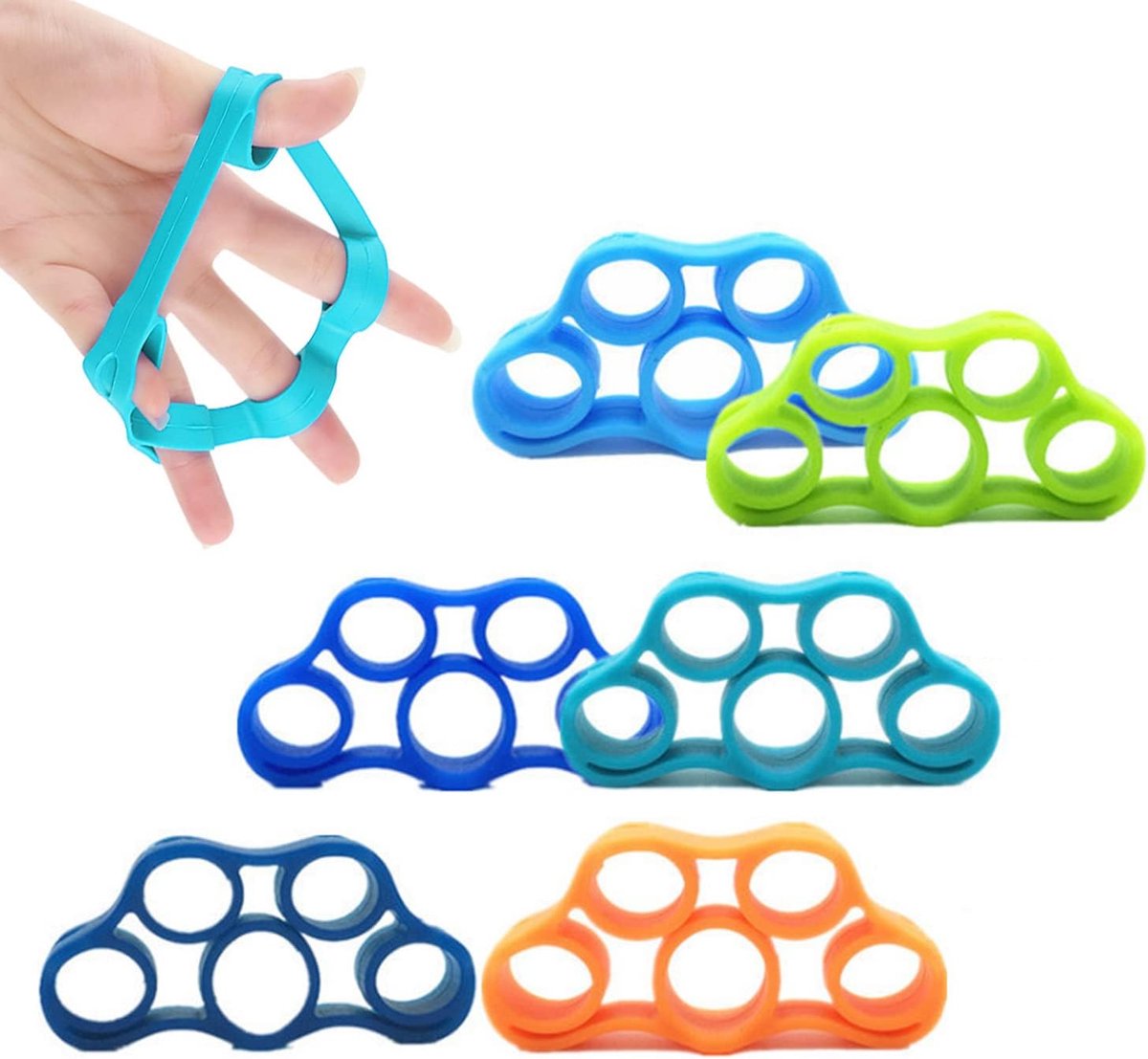 Vinger versterker 6-pack - 3 weerstandsniveaus - silicone handgreep - stressverlichting en krachttraining - ShopVlot