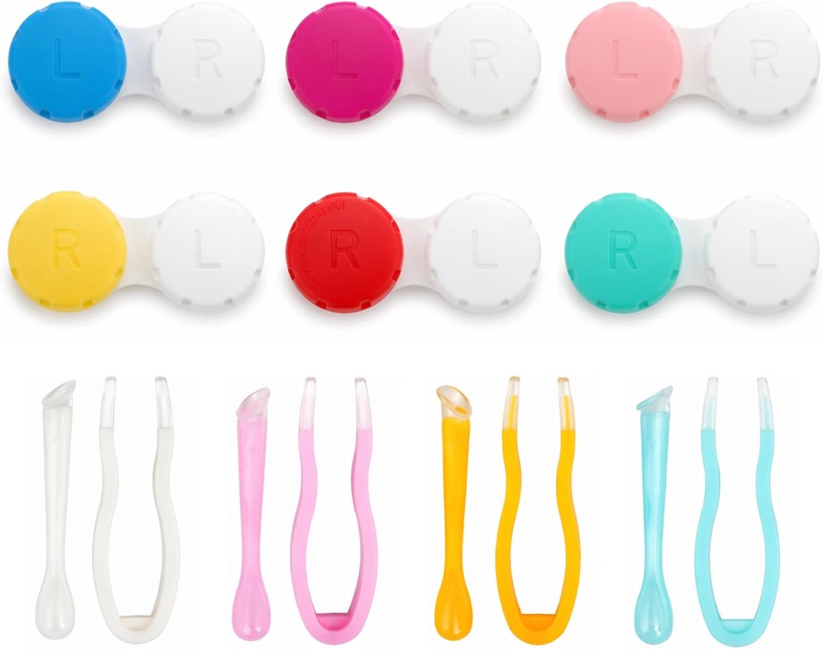 Contactlenshouder set van 6 - waterdichte, lekvrije dozen - voor zachte en harde lenzen - optimaal beschermd - ShopVlot