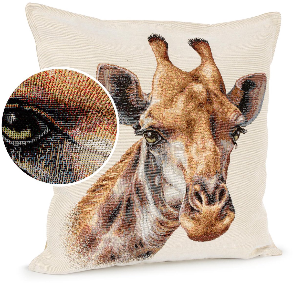 ANRO Sierkussen Giraf 45x45cm – Jacquard Gobelin Inclusief Vulling Bank Woonkamer Decoratief