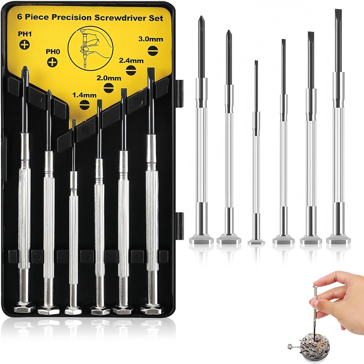 Mini Schroevendraaier Set voor Horloges, Brillen en DIY Reparaties – 6 Stuks – Precieze Kleine Schroevendraaiers voor - ShopVlot