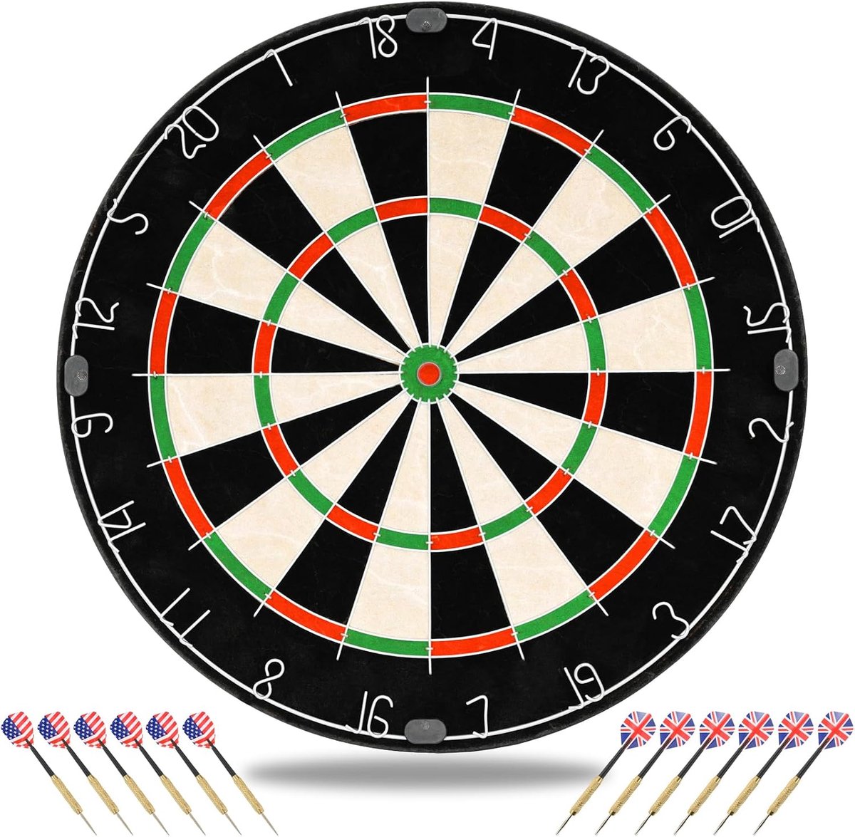 Dart Board Set, Professional Dart Board 45.5 cm Jute Dart Board with 12 Steel Tip Darts with Round Thread for Reduced - ShopVlot