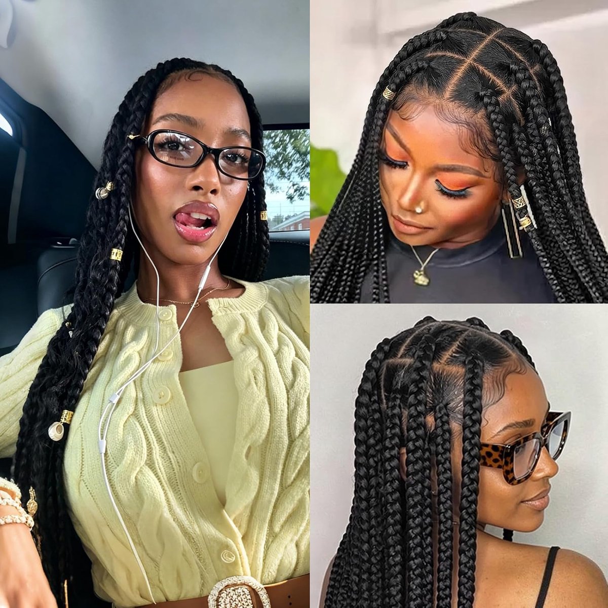 WIGNEE 32" Full Lace Square Braid Wig Knot Free With Baby Hair - ShopVlot