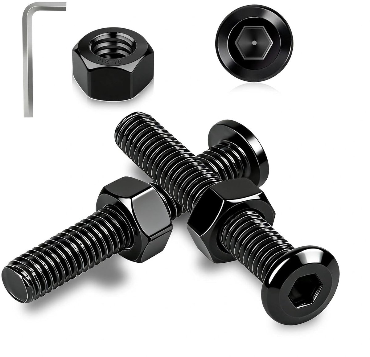 M8 Screws Black, Pack of 10 Flat Head Screws Stainless Steel M8 x 60mm Lens Head Screws Hex Socket Screws A2 V2A with - ShopVlot
