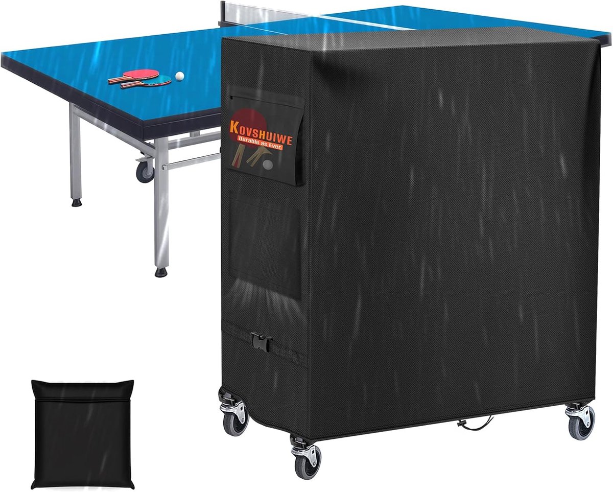 Kovshuiwe Table Tennis Cover, 65 x 70 x 185 cm, 420D Waterproof Oxford Fabric, Windproof, UV Resistant, Dustproof, for - ShopVlot