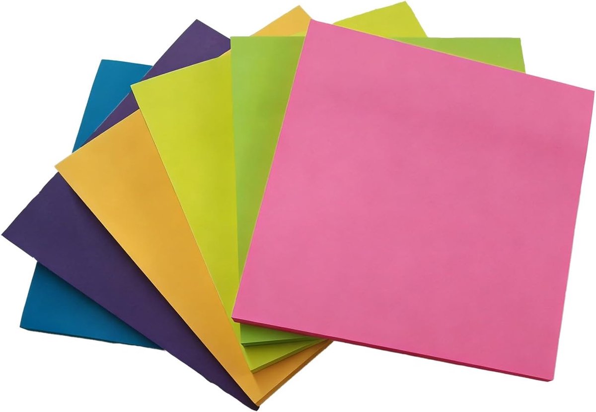 Zelfklevende notities 76 x 76 mm - 1200 vellen in 6 kleuren - duurzaam papier - ideaal voor organisatie - ShopVlot