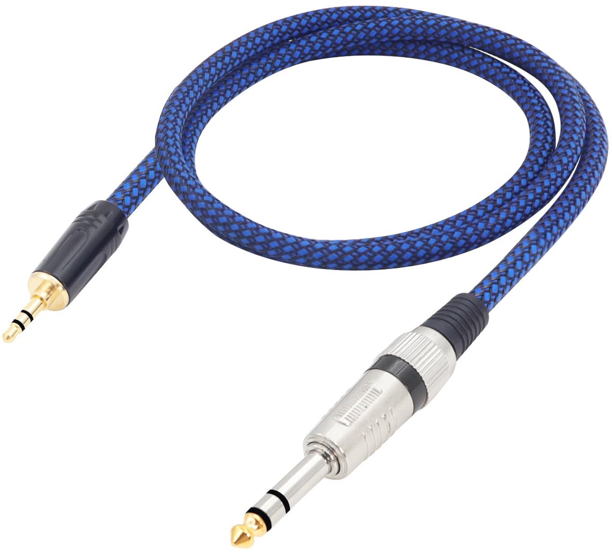 Stereo audiokabel 1/4 naar 1/8 - nylon gevlochten - versterkte signaaloverdracht - ideaal voor gitaar en laptop - ShopVlot
