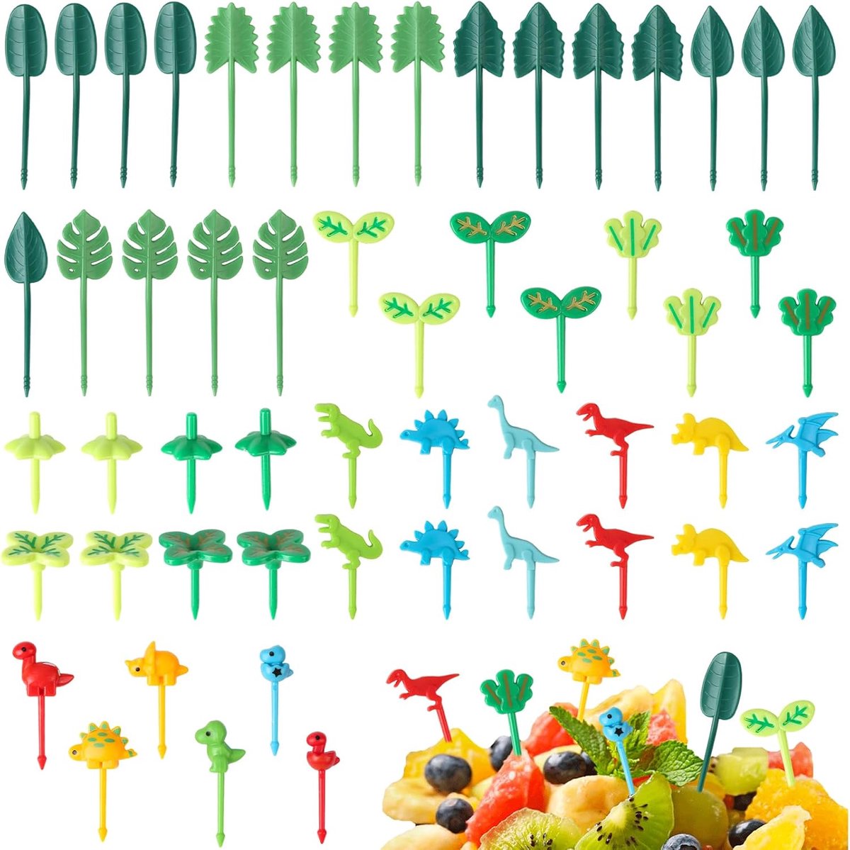 Fruitvorken 54 stuks - Dieren en fruit - Kleurrijk ontwerp - Perfect voor feesten - ShopVlot