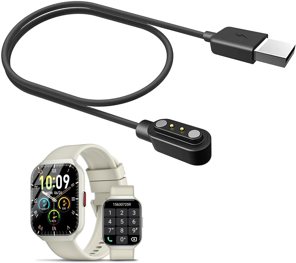 Oplaadkabel voor smartwatch - Compatibel met HOIFA P98 - USB-kabel - Geschikt voor heren en dames - ShopVlot