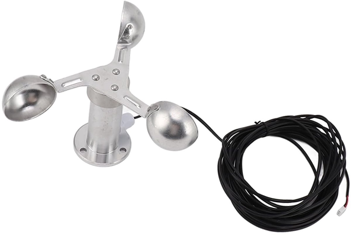 Driehoofdige Aluminium Anemometer voor Wind Snelheid Metingen - Perfect voor Energiecentrales en Weermonitoring