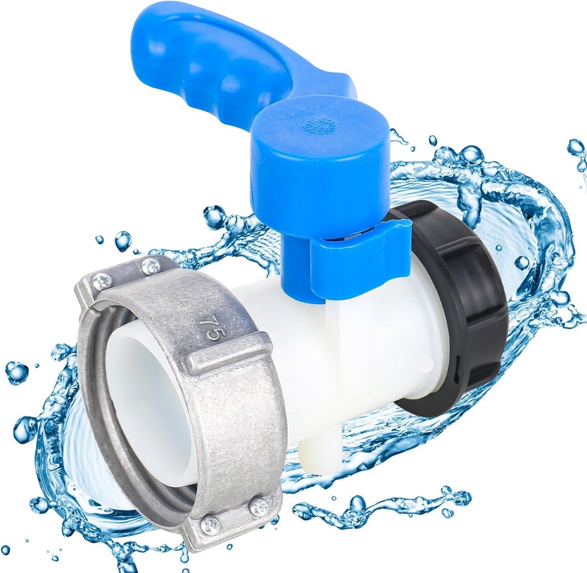 IBC adapter kogelklep DN50 - kunststof - afsluitklep - geschikt voor IBC containers - ShopVlot