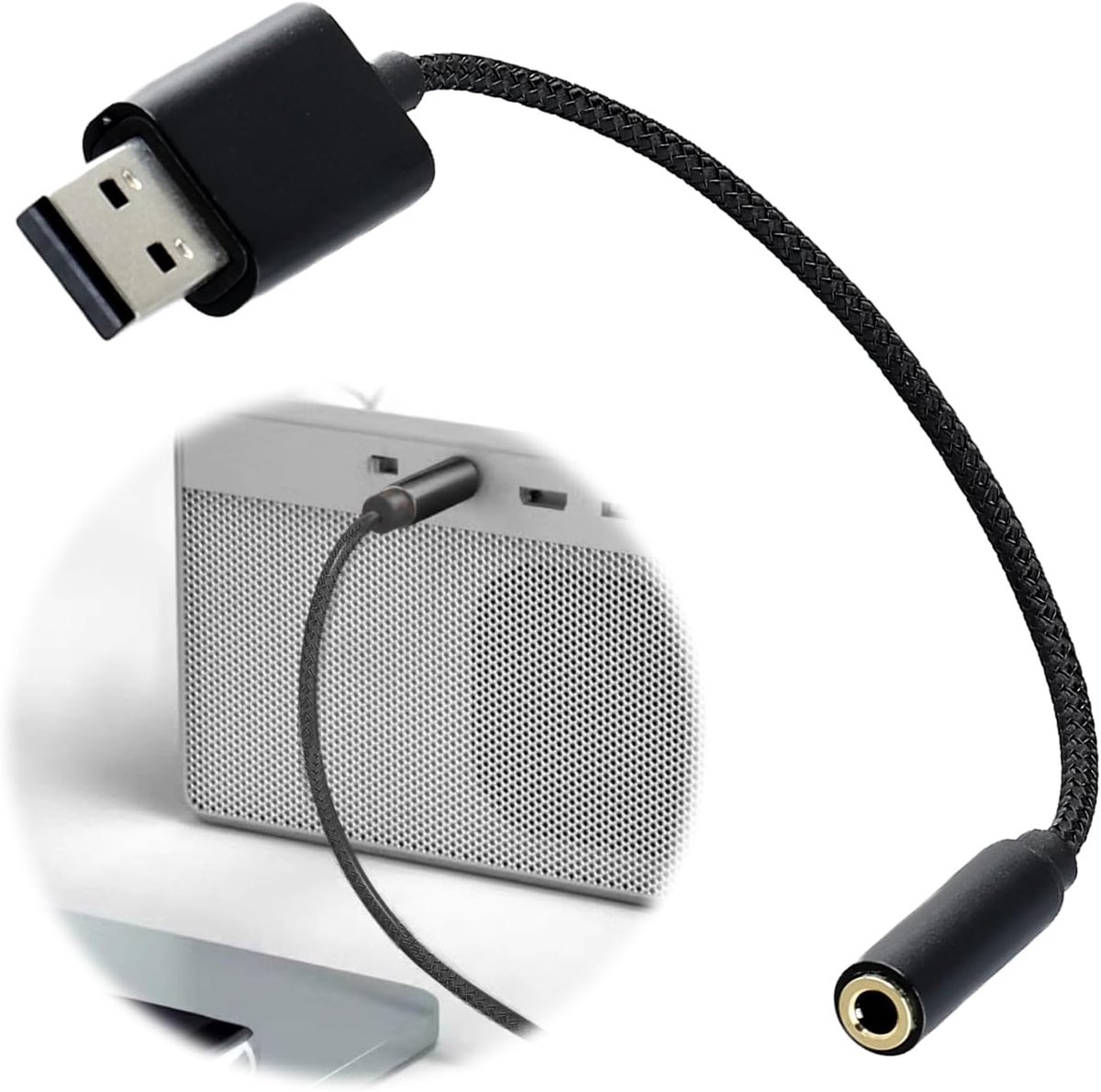 Externe geluidskaart USB 0,25 m - Adapter stereo audiokabel - 3,5 mm jack - Ideaal voor headset of luidsprekers - ShopVlot
