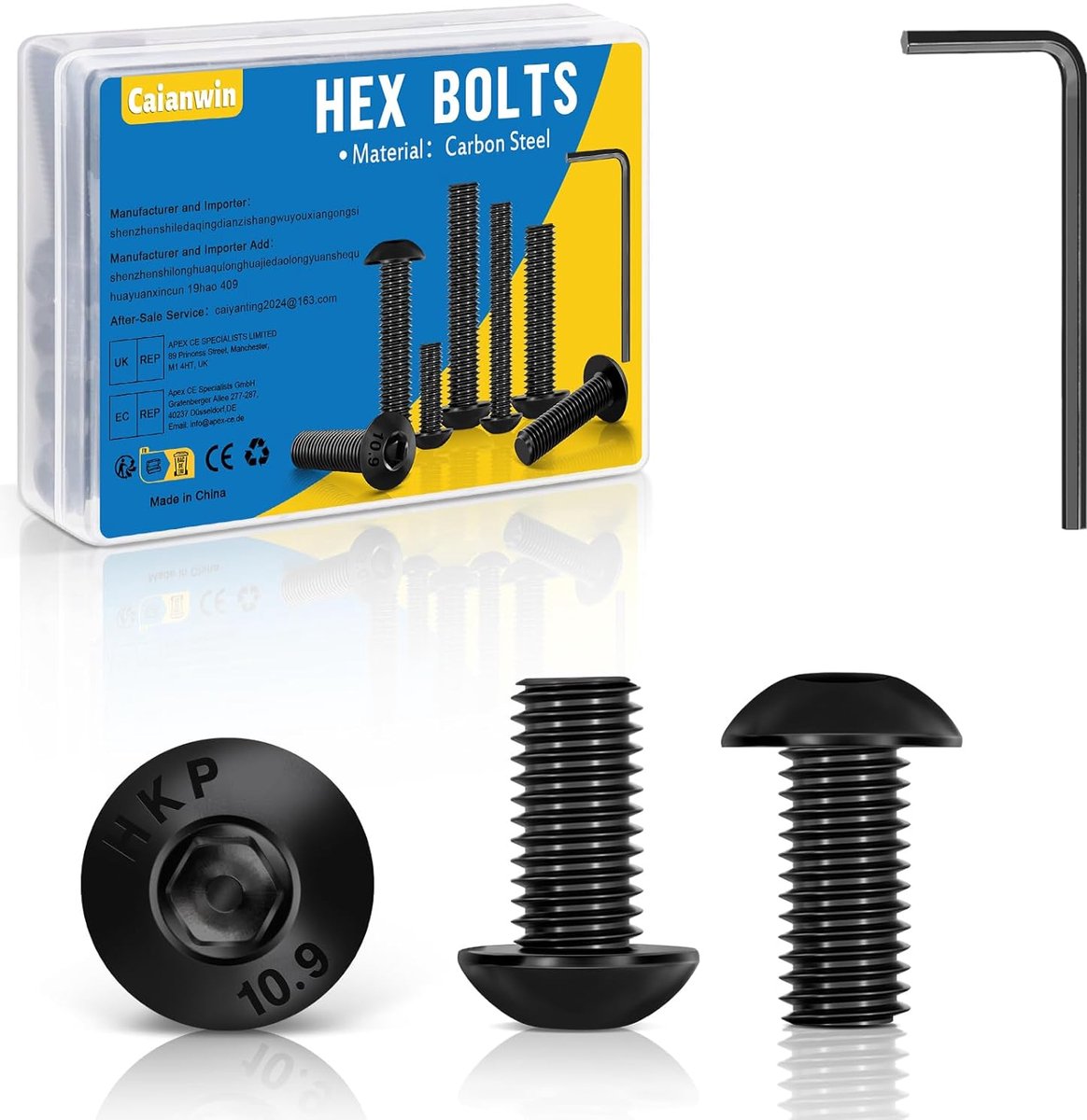 Lenskop schroeven M5 x 10 - zwart, halfrond, carbon staal - voor machines en meubels - ShopVlot