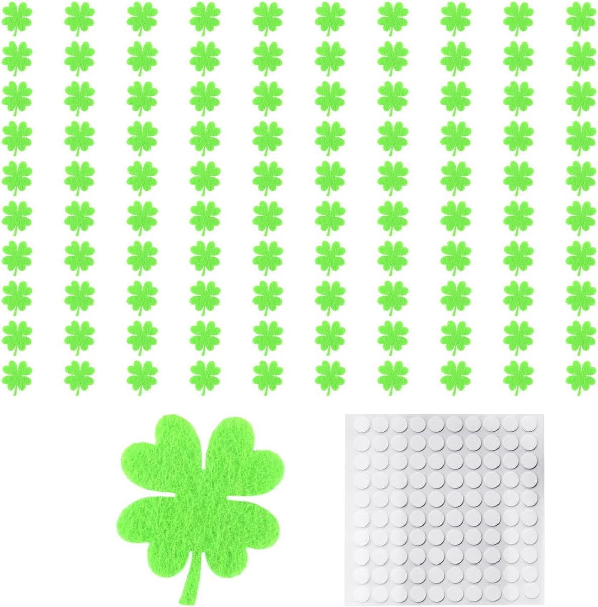 Vierbladige klaver viltstickers 3,8 x 3 cm - zelfklevend - 100 stuks - perfect voor DIY decoratie - ShopVlot