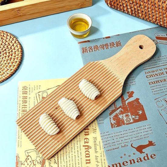 Gnocchi plank 24 x 6,6 cm - beukenhout - met groefpatroon - perfecte pasta-accessoire voor thuis - ShopVlot — afbeelding 4