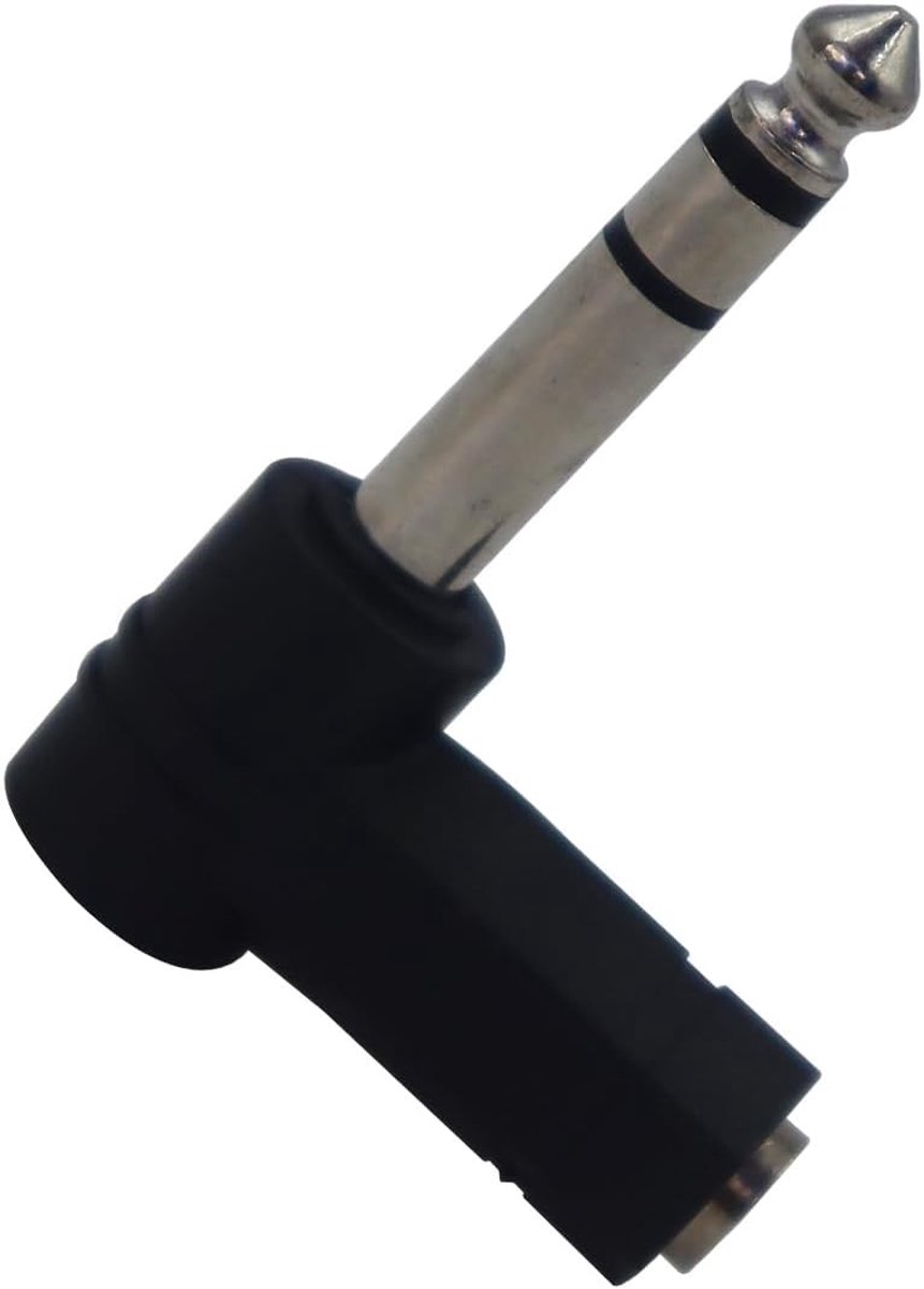 Audio adapter 6.35mm naar 3.5mm - 90-graden hoek - geschikt voor hoofdtelefoons en gitaren - ShopVlot