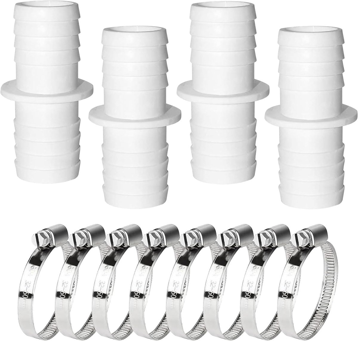 Poolslangverbinding 32-32 mm - 4 stuks - RVS slangklemmen - Ideaal voor filterpompen - ShopVlot