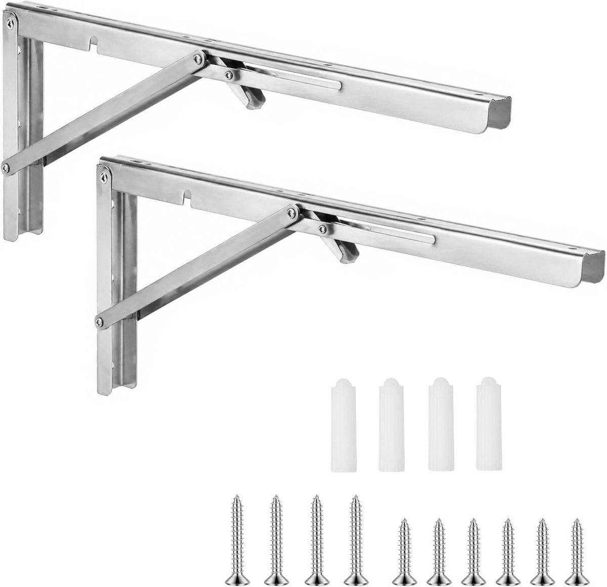 Vouwconsole 500mm 90° - RVS - Met vergrendeling - Voor stevige wandplanken - ShopVlot