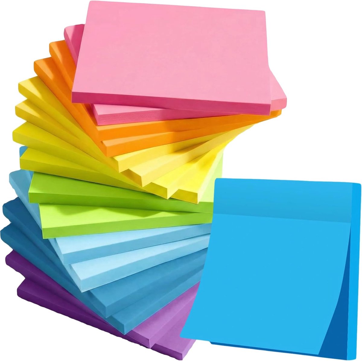 Notebooks met zelfklevende notities 76mm - 16 notebooks - 1600 gekleurde notities - ideaal voor organisatie - ShopVlot