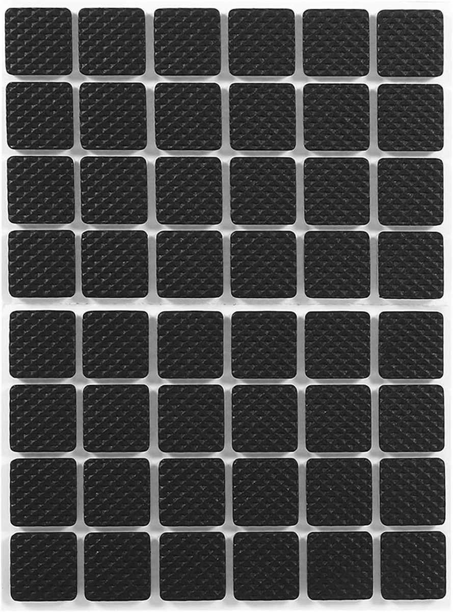 Set van 48 zwarte antislip rubberen vloerbeschermers - Zelfklevende pads voor meubels, banken en stoelen, krasbestendig en duurzaam