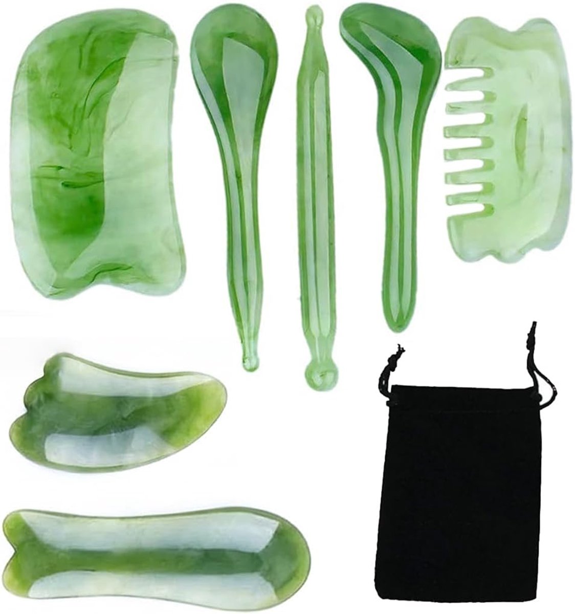 Gua Sha Set 7 Acupressuur Gezichtsmassagers - Kunsthars - Duurzaam en Robuust - Verzorg je Huid - ShopVlot