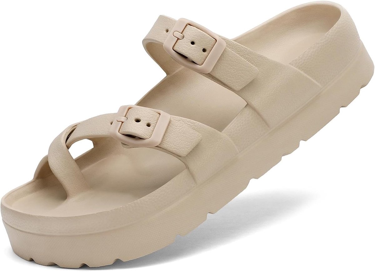 Women's Summer Sandals, Orthopaedic Sandals, Comfortable Films, Thick Soles, Flat Sandals with Adjustable Buckle and - ShopVlot