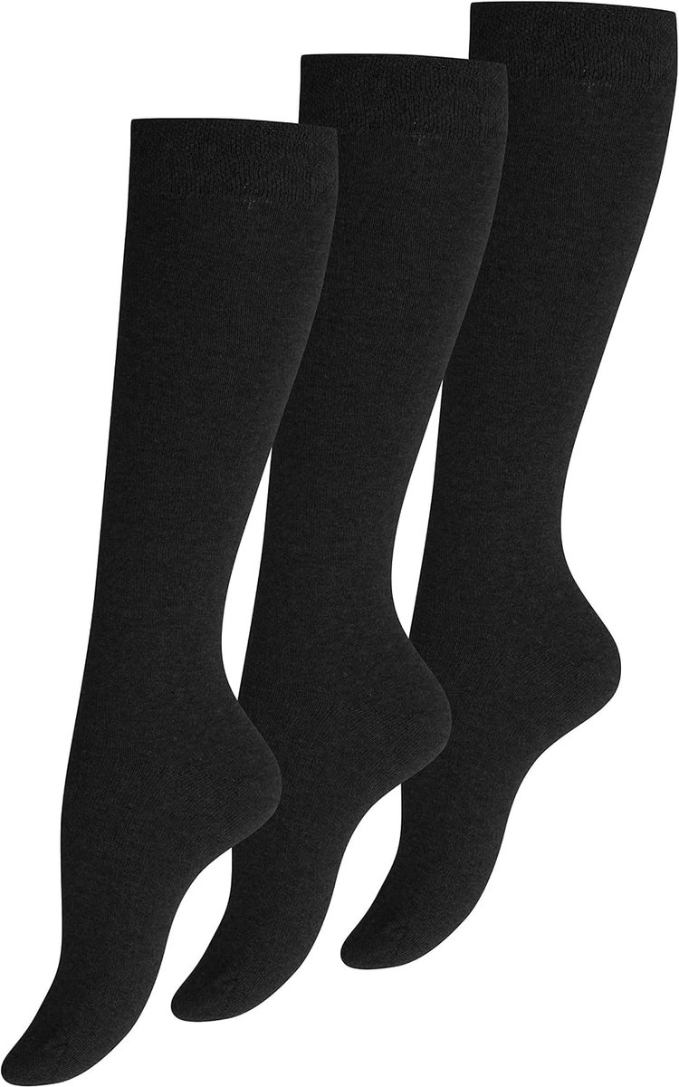 Cotton Prime 3 pairs women's knee socks uni, cotton, Black - ShopVlot
