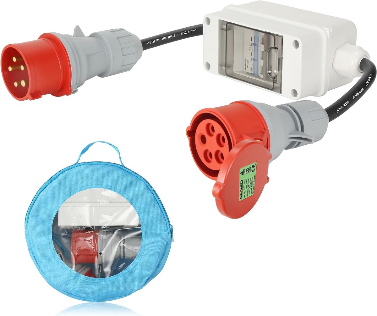 CEE Adapter 32A Plug to 16A Coupling 5 Pole Kupplung Starkstrom Adapter with Circuit Breaker 400V CEE Power Cable - ShopVlot