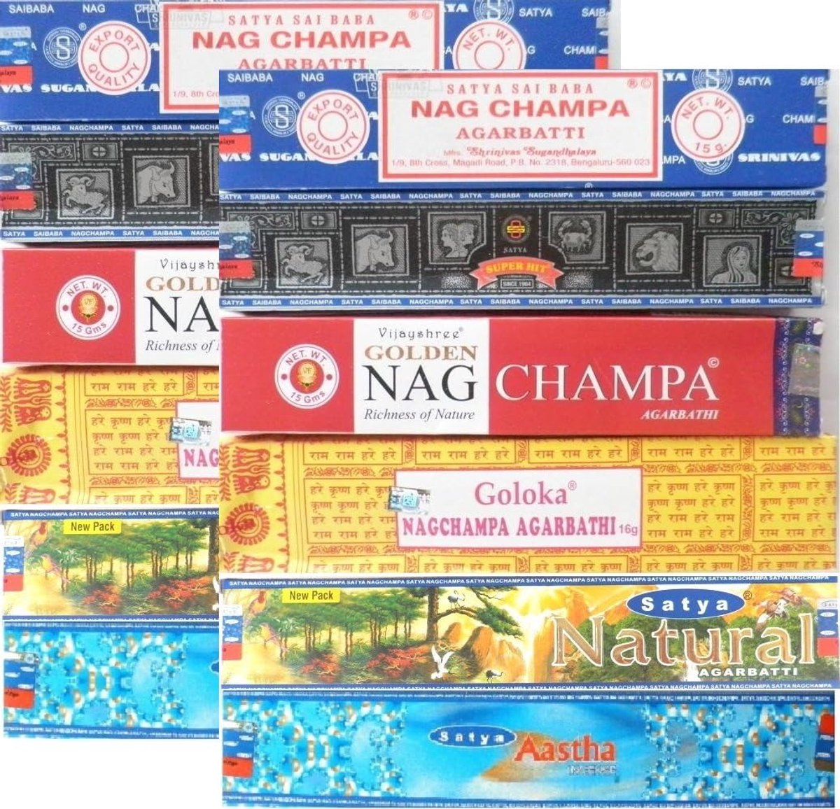 Incense sticks 12 boxes Nag Champa variants Satya Goloka 182g incense sticks - ShopVlot