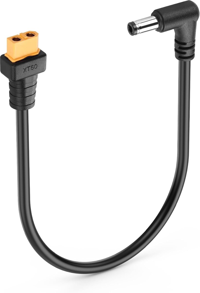 90 Degree DC Cable to XT60, 2 x 1.5mm² DC Plug 5.5 x 2.5mm to XT60 Female Adapter Cable for Portable Power Supply - ShopVlot