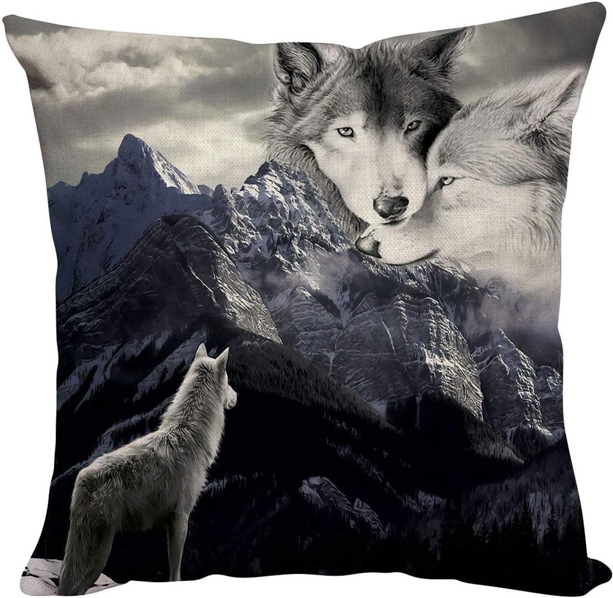 Pillowcase sofa throw pillow case car throw pillow covers pillow covers pillow the wolf looks at the mountains 40x40cm - ShopVlot