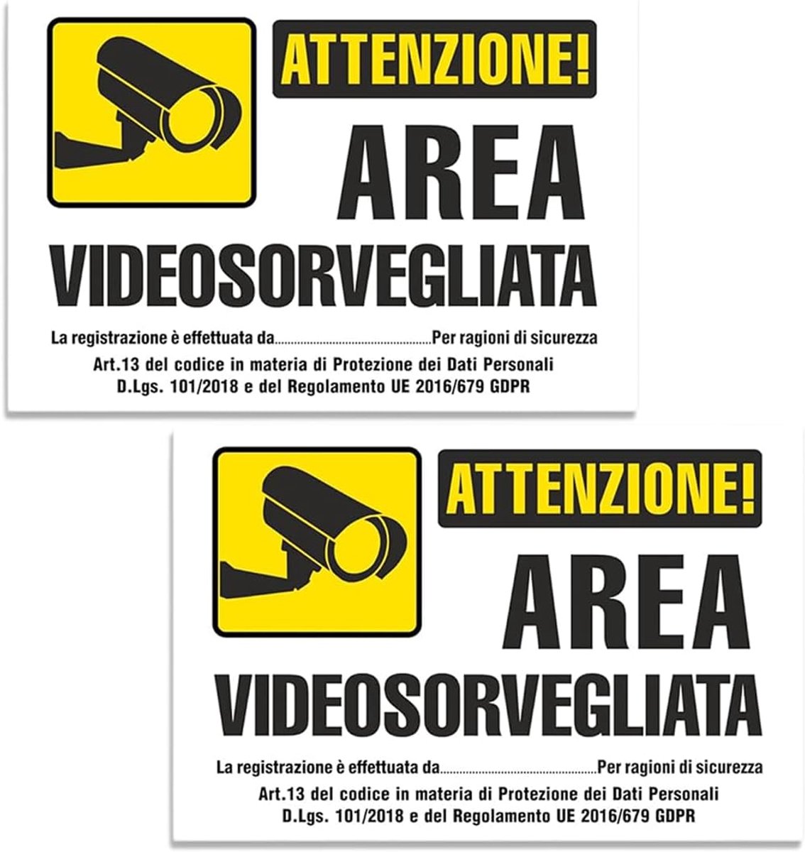 2 Pcs Burglar Alarm Video Surveillance Stickers for Home, Buildings, Garage, Professional Quality Video Surveillance - ShopVlot