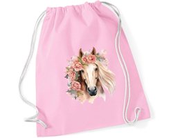 minimutz Gymtas paard meisjes, stoffen tas, rugzak van katoen om te trekken, sporttas, school, wisselwaszak - ShopVlot