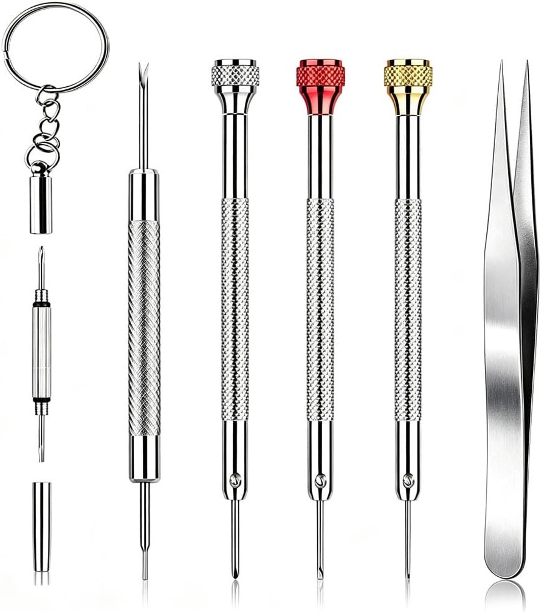 Precisieschroevendraaierset, 6 stuks, metaal, duurzaam, reparatiegereedschap voor horloges, 0,8-1,4 mm, strakke - ShopVlot