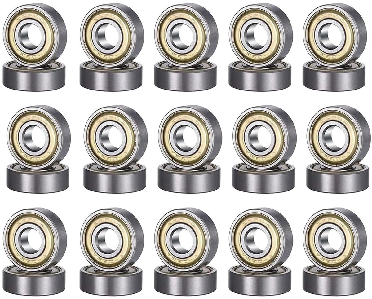 Ball Bearings 608 ZZ 8 x 22 x 7 mm Double Sealed Groove Ball Bearings for Skateboard and Roller Skates Pack of 30 - ShopVlot
