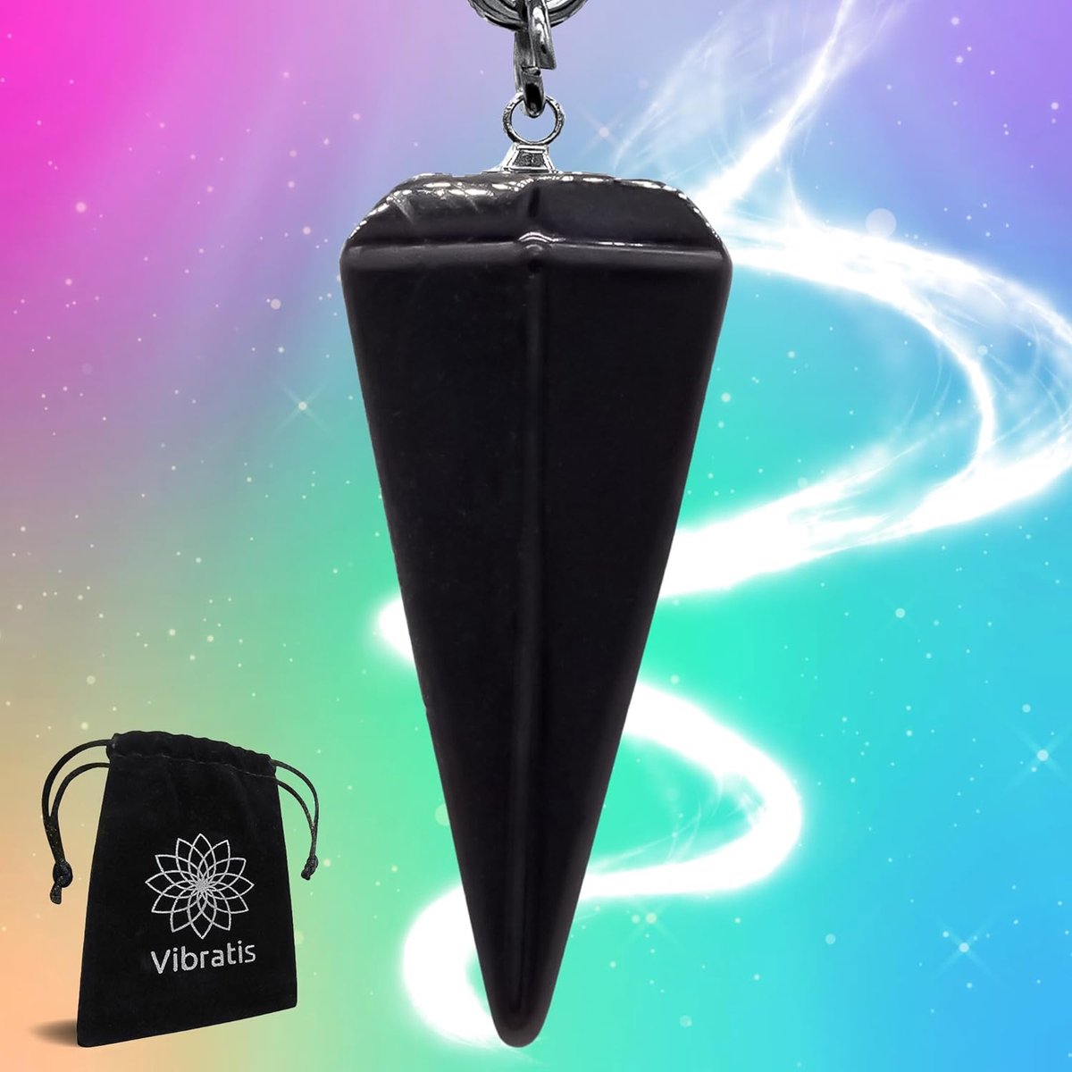 Vibratis Pendulum divination, radiaesthesia, black onyx, cone shape - ShopVlot