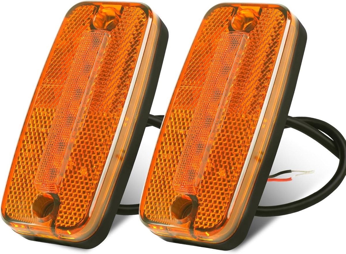 AOHEWEI 2 x Yellow LED Side Marker Lights for Trailers, 12V/24V Side Position Lights for Trucks with Reflector, ECE - ShopVlot