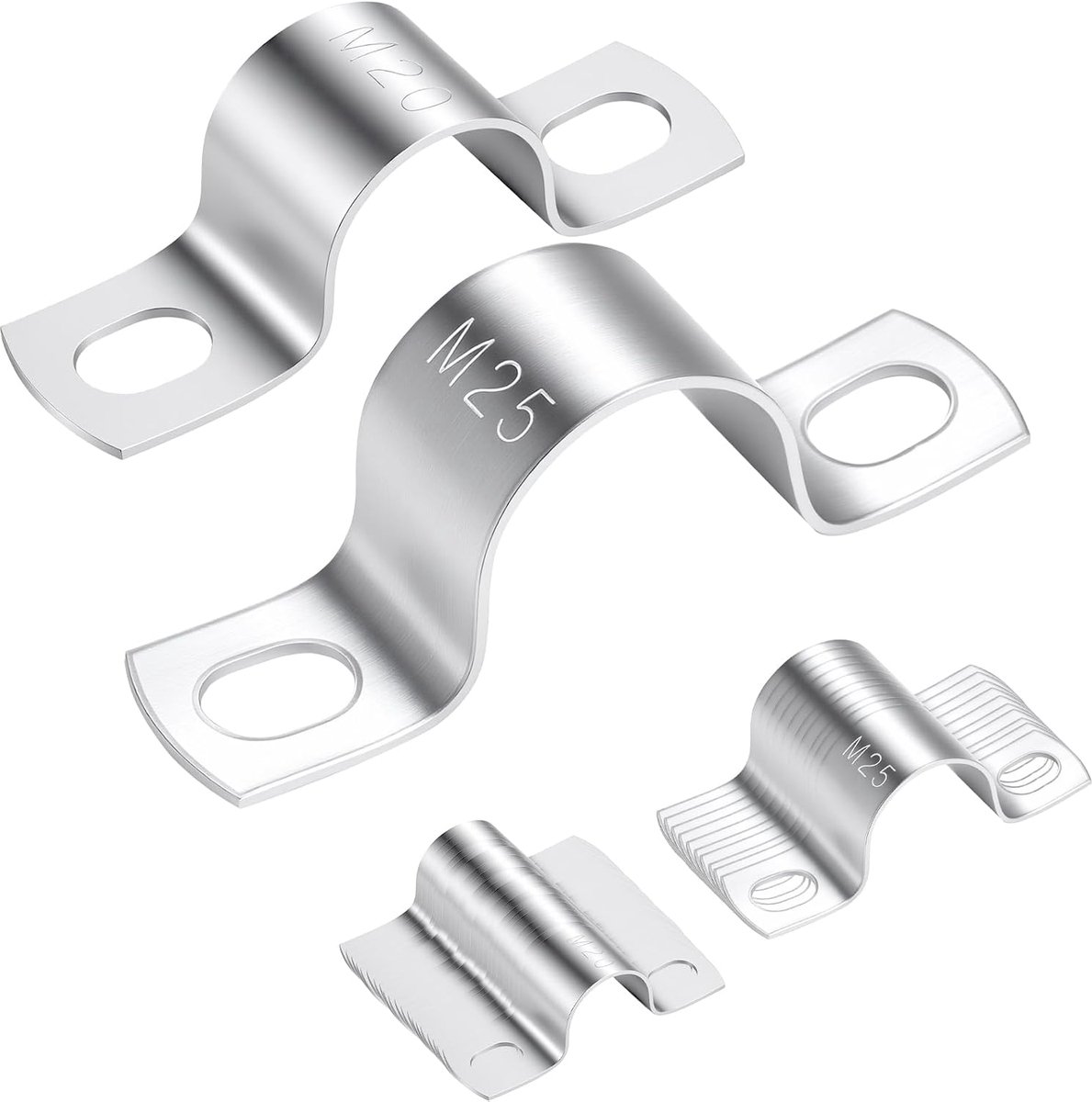 Pack of 20 diameter 20 mm + 10 pieces diameter 25 mm U tube clamps, stainless steel V2A fixing clips, cable clips for - ShopVlot