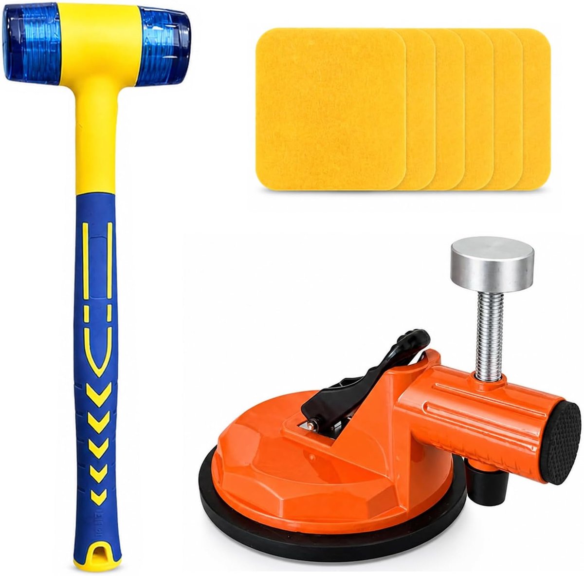 Vloersplijtfixatiegereedschap - Krachtig met rubberen hamer - Inclusief 6 kleefpads - Perfect voor laminaat en vinyl - ShopVlot