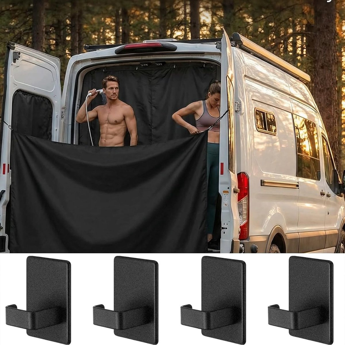 Douchegordijn camper 230 x 180 cm - waterdicht 420D Oxford - inkijkbescherming - privacy onderweg - ShopVlot