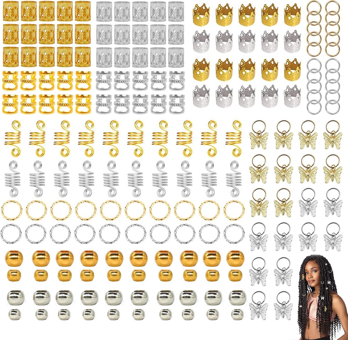 Dreadlocks sieraden 190 stuks - gouden haaraccessoires - voor vlechten en dreadlocks - stijlvol en charmant - ShopVlot