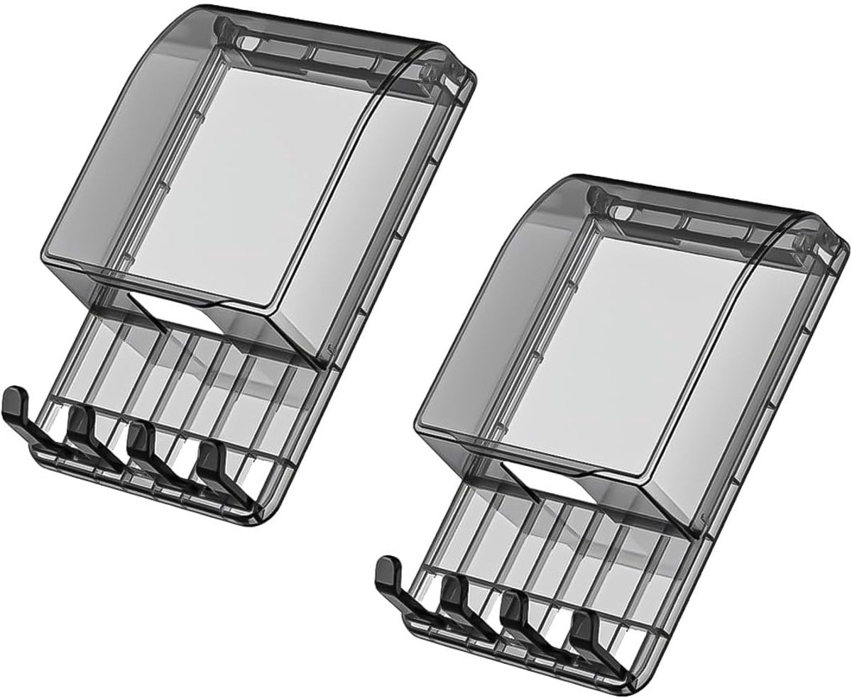 Wandcontactdoos cover type 86 - transparant zwart - met 4 haken - veilige opslagoplossing - ShopVlot