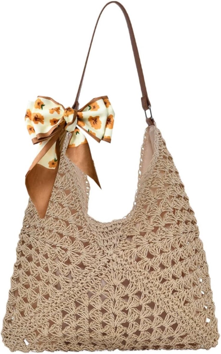 Vrouwen Stro Tas - Gehaakte Schoudertas - Perfect voor Strand - Ideaal voor Dagelijks Gebruik - ShopVlot