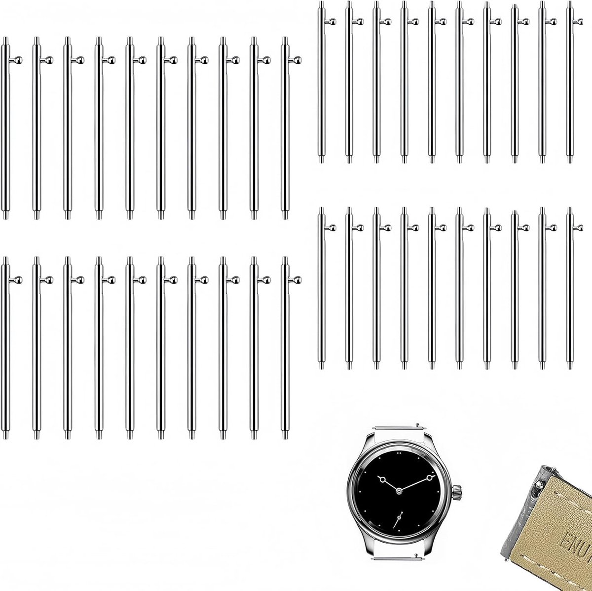 Snelsluiting veerpinnen 40 stuks - 20mm & 22mm - roestvrij staal - vervangingspinnen voor horlogeband - ShopVlot