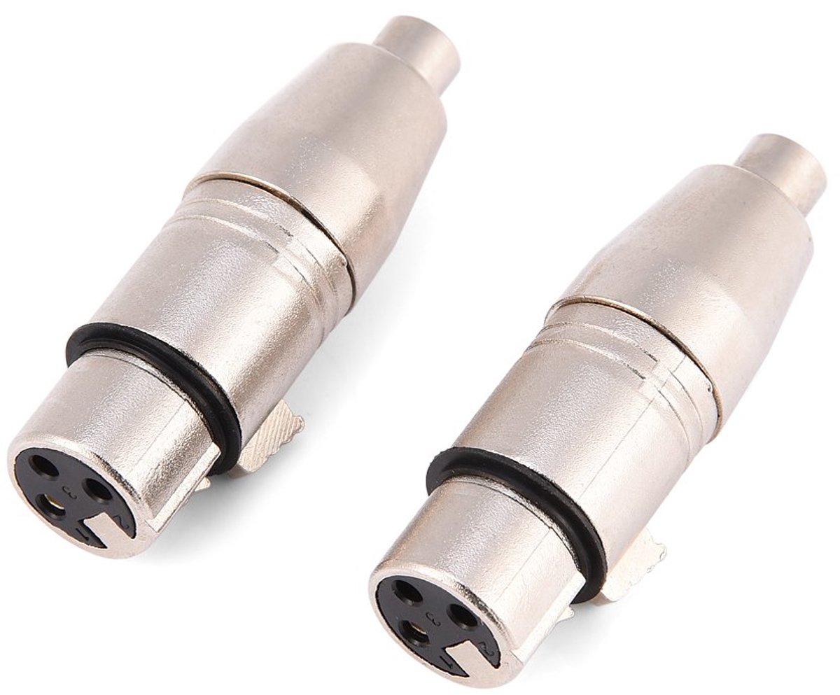 XLR naar RCA Adapter - Audio Connector - Geluid Verbinding - Schroefloos Ontwerp - 2 stuks - Zilverkleurig