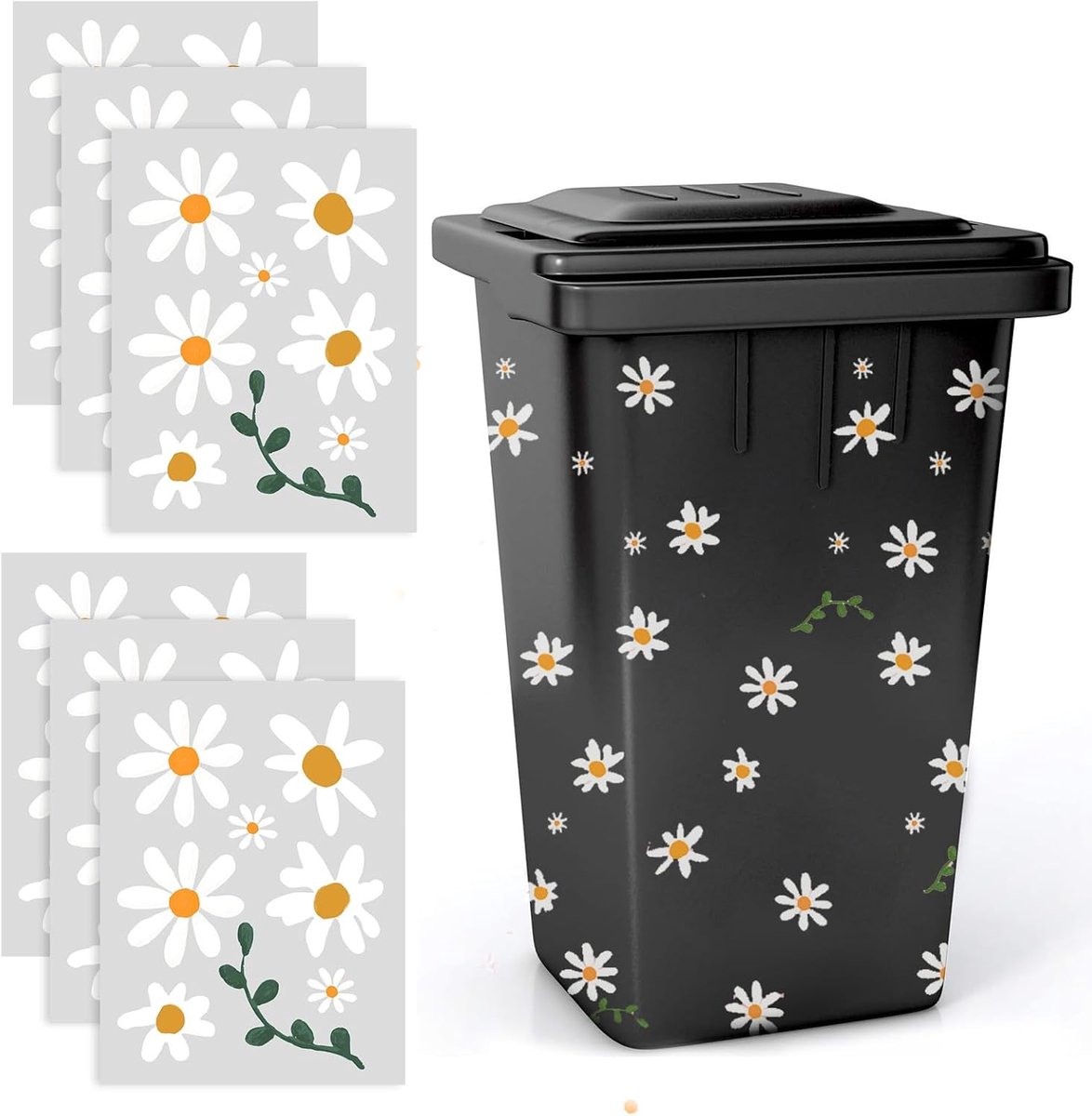 Afvalbak stickers - Daisy bloemen - Waterdicht - Geef kleur aan je afvalcontainer - ShopVlot