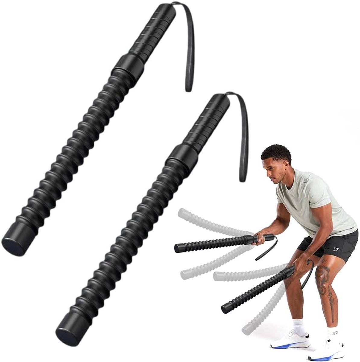 Ropeless battle ropes 2 stuks - robuuste lucht touwen - ideaal voor thuisgym - verbeter je krachttraining - ShopVlot