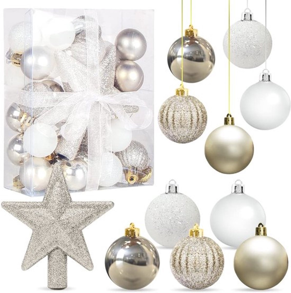 Kerstballen 30 stuks - Mini kerstdecoratie - 3 cm kunststof - Glanzend/glinsterend/mat - Kerstboomornamenten - Elegante kleuren