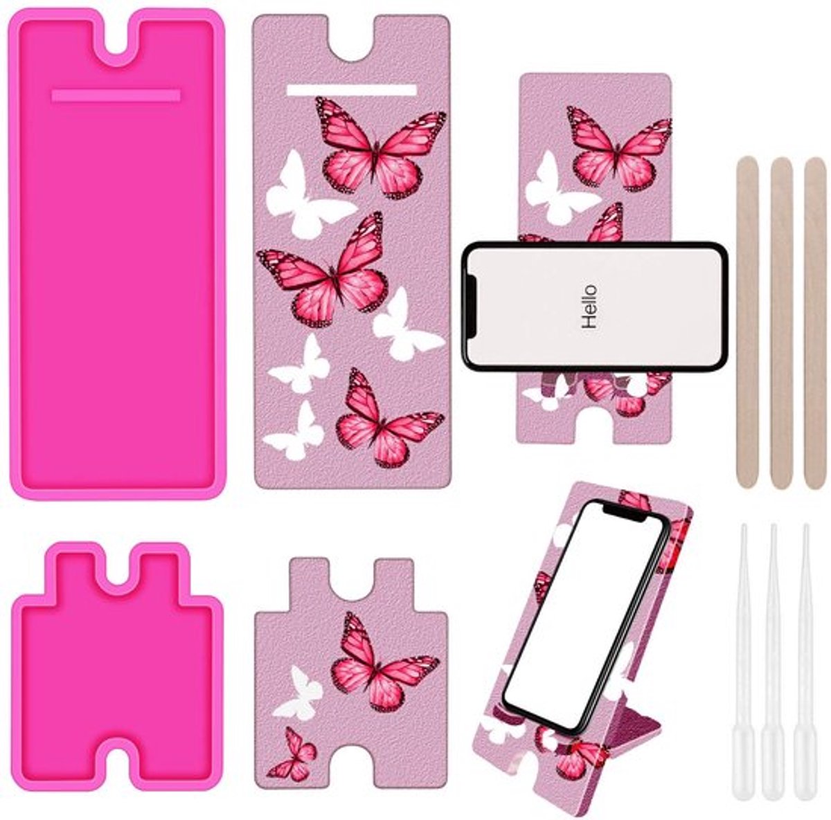 Telefoonhouder H-vorm - Siliconen Mal Set - Mobiele Telefoonstandaard - Kabelorganizer - DIY Ambachtelijke Benodigdheden - Met Laadpoort